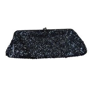 Express Vintage 2000's Black Sequin Clutch Evening Bag